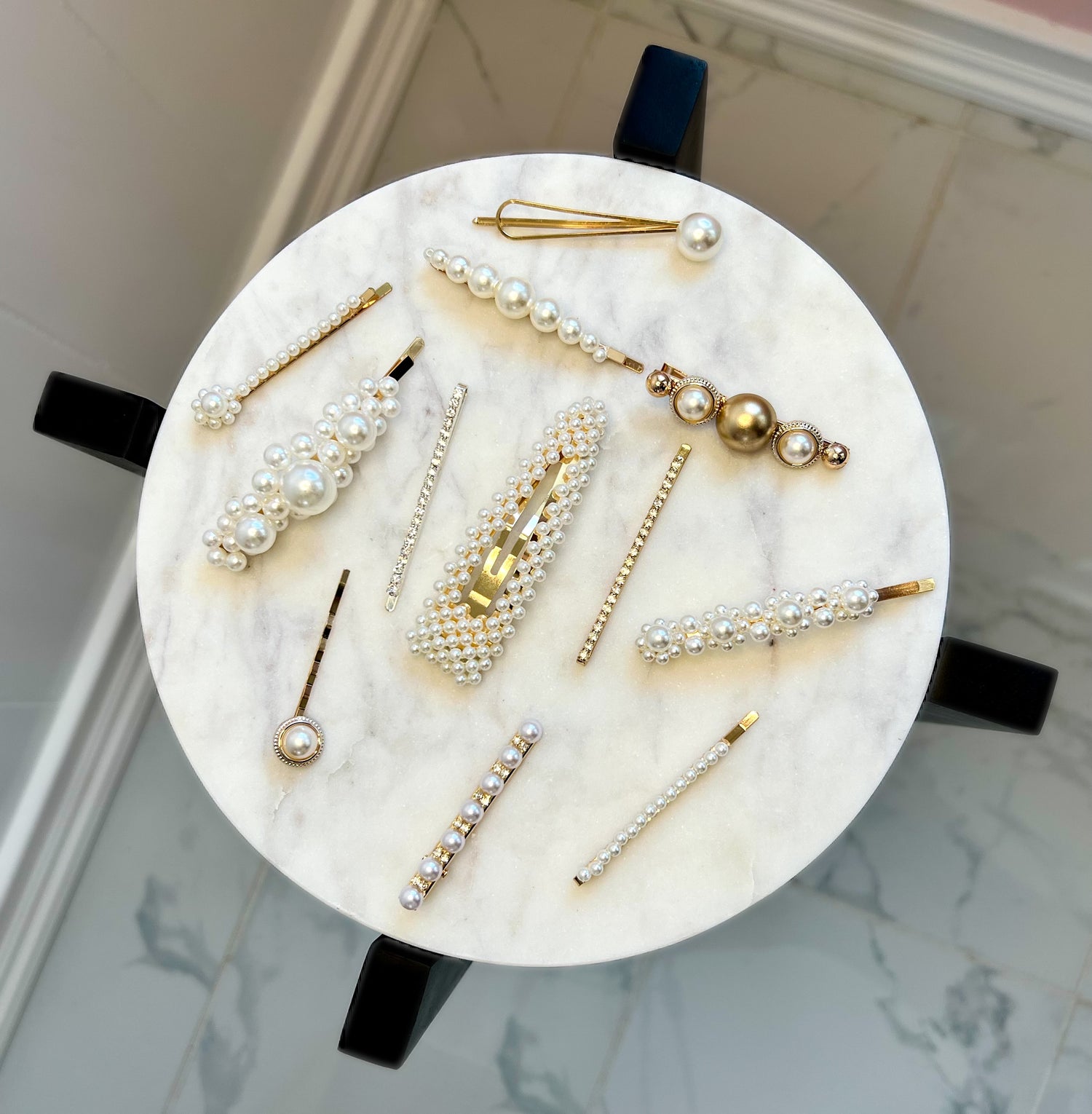 Pearly Pins that are beautiful to wear for any occasion. Style your hair even on the simplest days with these beautiful rhinestone and pearl hair pins. 